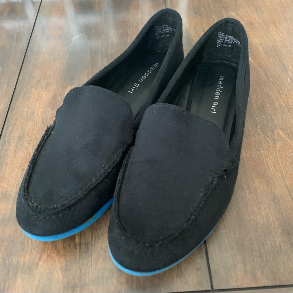 Madden Girl Black Suede Loafers